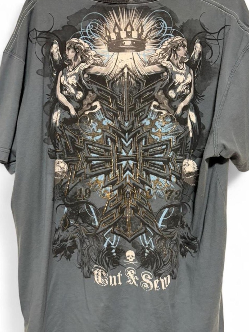 Vintage XXL wings s cut & sew Marc Ecko graphic t shirt rare heavyweight cotton